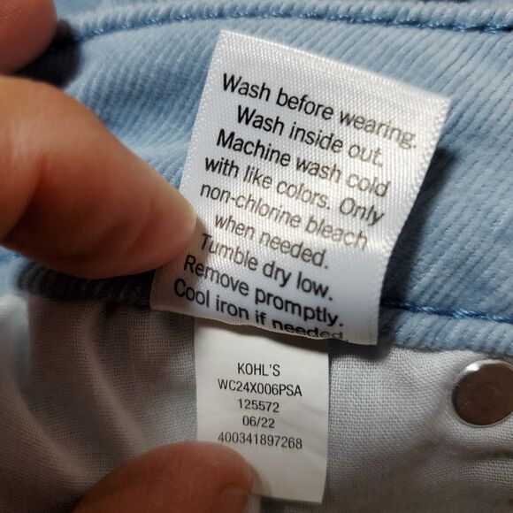 CROFT & BARROW PANTS SIZE 24W LIGHT BLUE CORDUROY STRAIGHT LEG MID RISE - Picture 7 of 7